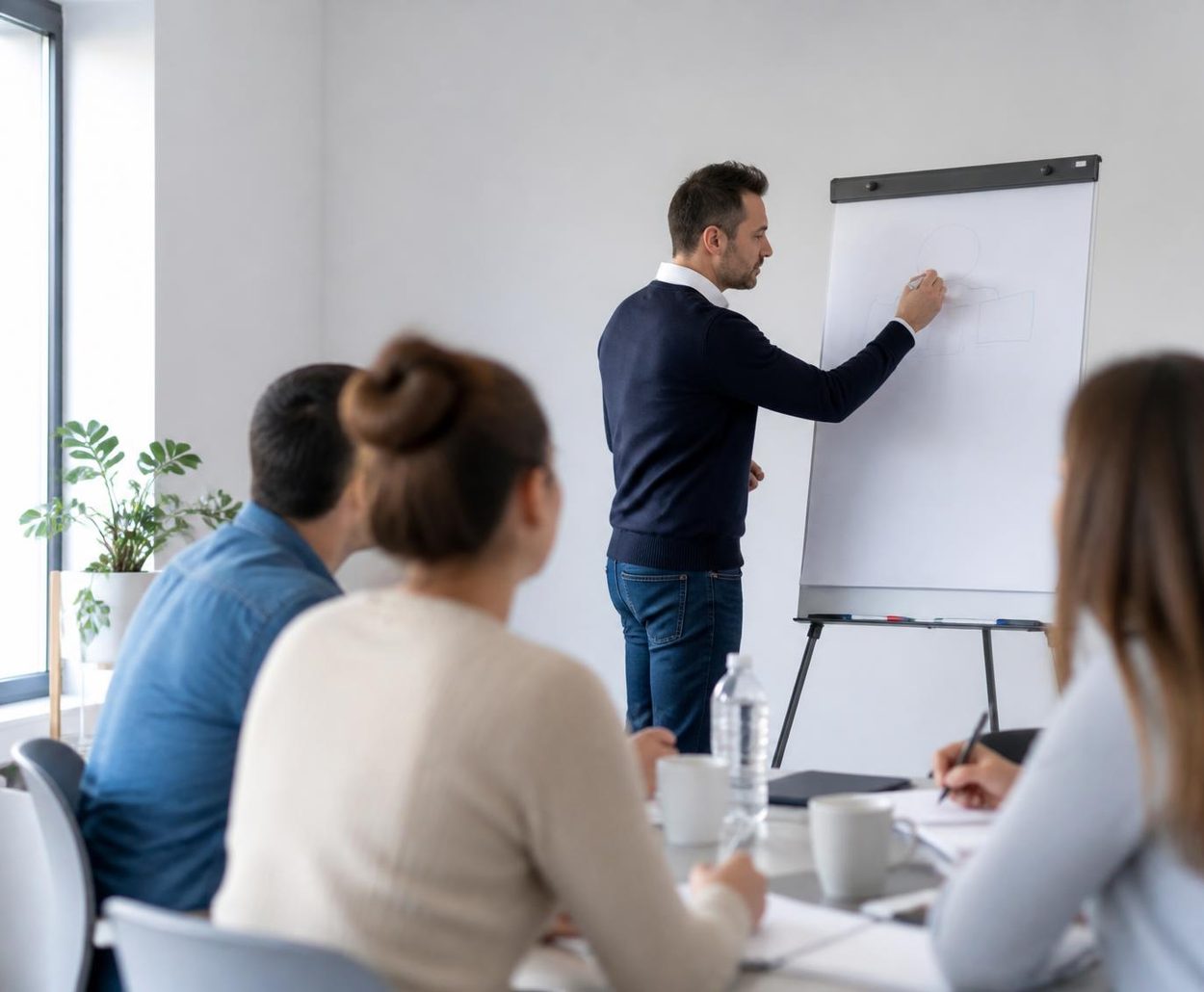 Certificat en présentiel : le formateur au paperboard